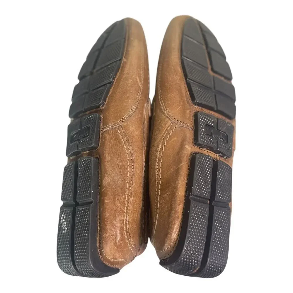 Clarks Men’s Markman Brown Leather Slip On Driver Loafers Size 10m